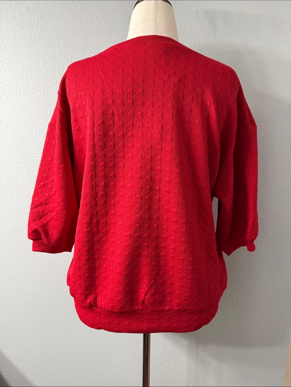 Timing Embossed Textured Sweater Oversized Drop Shoulder 3/4 Sleeve - Picture 2 of 6